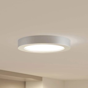 Prios Plafoniera LED Edwina, argento, 25 cm, CCT, IP44