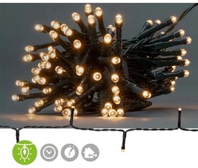 Nedis CLBO96 - Catena natalizia LED 96xLED/7 funzioni/3xAA 7,7m IP44 bianco caldo