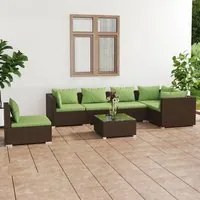 Set Divani da Giardino 7 pz con Cuscini in Polyrattan Marrone 3102332