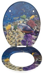 Sedile per wc con immagine 3D e chiusura facilitata Bellevue, 44,5 x 38 cm Fish - Wenko