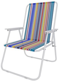 Sedia Pieghevole Da Spiaggia Campeggio Camping Leggera E Resistente In Metallo In Tessuto Oxford 600D Con Braccioli Seggiola Pesca Giardino Terrazzo Balcone Esterno (Multicolore Blu)