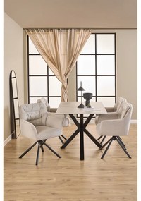 Sedia da pranzo beige in imbottito con braccioli Alonso – Actona