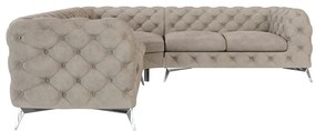 Divano angolare greige con rivestimento in velluto Chelsea – Ropez