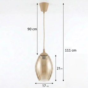 Brilagi - Lampada a sospensione LED su cavo R GLASS 1xE27/60W/230V Ø 17 cm beige/beige fumé