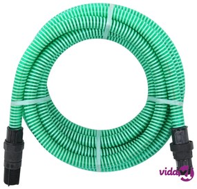 vidaXL Tubo di Aspirazione con Raccordi in Ottone Verde 1" 4 m in PVC