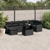 Set Divani da Giardino con Cuscini 8 pz Nero in Polyrattan 3274825