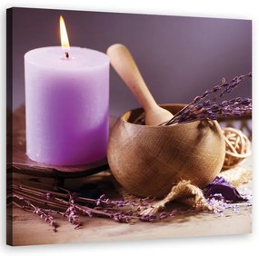 Quadro su tela, Spa Lavender Candle  Dimensioni 30x30