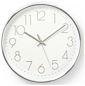Nedis CLWA015PC30SR - Orologio da parete 1xAA bianco/argento