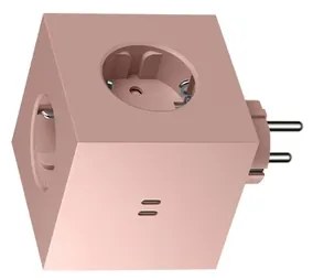 Square 2 Socket Extender w/30W Dual USB-C Old Pink - Avolt