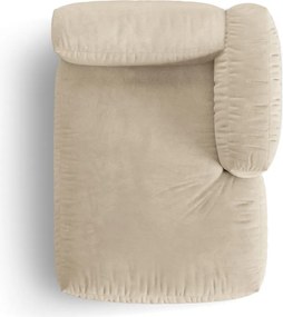 Parte divano componibile beige (con penisola a destra) con rivestimento in velluto Martina – Micadoni