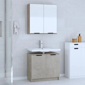 Set Di Mobili Da Bagno 2 Pz Grigio Cemento İn Legno Multistrato /