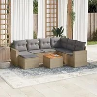 Set Divano da Giardino 8 pz con Cuscini Beige in Polyrattan 3224239