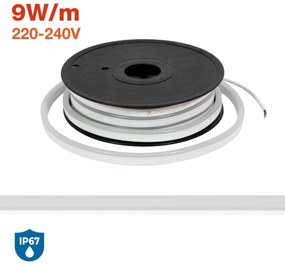 Neon Flex LED Serie 220V 9W/m IP67 10m Flessibile Colore Bianco Freddo 6.000K