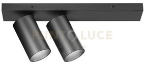 Gfa1399- spot 2 faretti attacco gu10 orientabili colore nero opaco