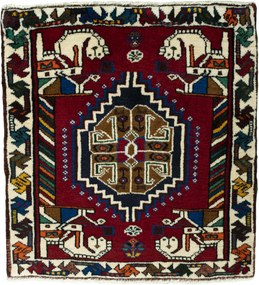 Shiraz Tappeto 70x60 Rosso (Iran) Annodato A Mano