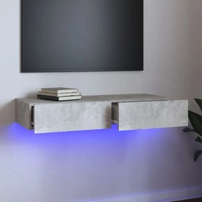 Mobile Porta TV con Luci LED Grigio Cemento 90x35x15,5 cm