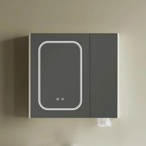 Kamalu - Mobile bagno 80 cm lavabo integrato e specchio contenitore | KAM-SM80