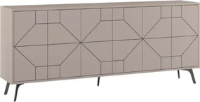 Madia Moderna 6 Ante 183 Cm Design Geometrico Piedi Metallici Dune Tortora
