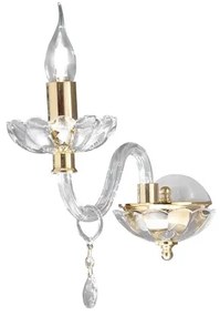 Lampada applique 12 cm 1 luce E14 - cristallo e vetro BRIGIDA Oro