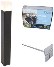 Picchetto da esterno in vetro opale nero 70 cm con picchetto a terra e pressacavo - Denmark
