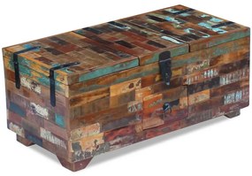 Tavolino da caffè baule legno massello di recupero 80x40x35 cm