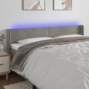 Testiera A Led Grigio Chiaro 163x16x78/88 Cm İn Velluto /