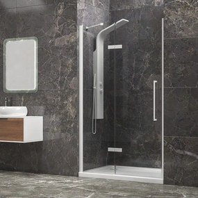 Kamalu - porta doccia 80cm battente e fisso colore bianco | kt4000b
