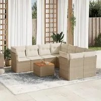 Set Divano da Giardino 9 pz con Cuscini Beige in Polyrattan 3223531