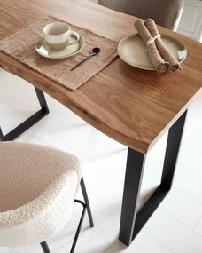 Kave Home - Tavolo alto Alaia in legno massello di acacia con finitura naturale 140 x 60 cm