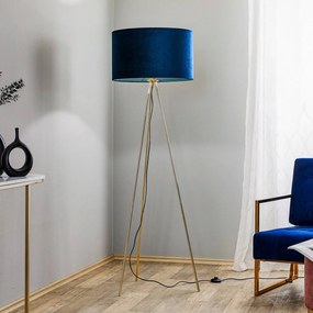 Domiluce Piantana Monaco, treppiede dorato, velluto blu