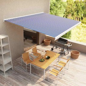 Tenda A Cassonetto Motorizzata 450x300 Cm Blu E Bianco /