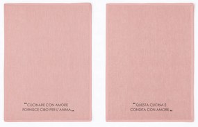 Set 2 strofinacci 45x65 cm ruggine con scritta in misto cotone