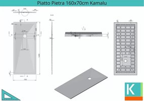 Piatto doccia 160x70 cm effetto pietra colore bianco - KAMALU