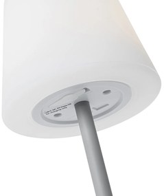 Lampada da tavolo grigia ricaricabile con LED e dimmer IP54 - Jude