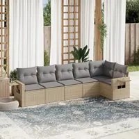 Set Divano da Giardino 6 pz con Cuscini Beige in Polyrattan 3220188