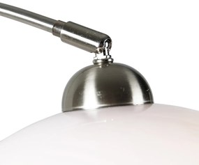 Lampada da parete ad arco intelligente in acciaio con paralume bianco incl. Wifi A60 - Bow