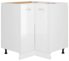 Armadio Angolare Bianco Lucido 75,5x75,5x80,5 cm in Truciolato