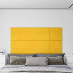 Pannelli Murali 12 Pz Gialli 90x15 Cm Velluto 1,62 M² /