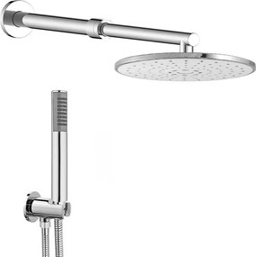 Set doccia con soffione in ABS braccio estendibile 35-50 cm in ottone cromo e kit doccino