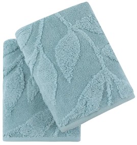 Set di 2 asciugamani in cotone turchese 50x90 cm Estela - Foutastic