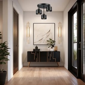 Lampadario a sospensione con supporto rigido 3xE27/35W/230V diametro 30 cm nero