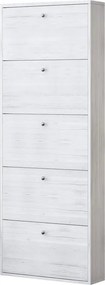 Scarpiera Slim 5 ante a ribalta, L 73 x H 180 x P 15 cm 15 paia, rovere grigio