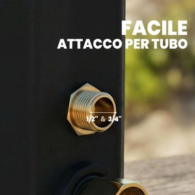 Doccia Solare 18x14x215 cm Capacità 35L Protezione Antigelo 2 Soffioni Rubinetto per Piedi in Plastica e ABS Nero...