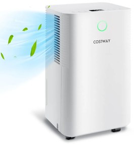 Costway Deumidificatore con 3 modalità e 2 velocità, Deumidificatore con timer 24 ore e serbatoio dell’acqua 2L Bianco