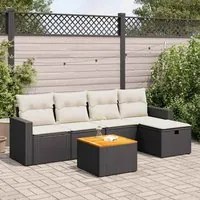 Set Divano da Giardino 6 pz con Cuscini Nero in Polyrattan 3325780