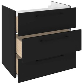 Mobile da bagno sotto lavabo SENSEA Remix nero laminato opaco L 75 x H 73 x P 46 cm 3 cassetti, lavabo non incluso