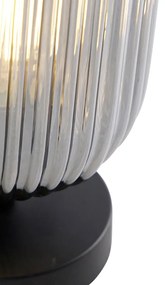 Lampada da tavolo Art Déco nera con vetro fumé - Banci