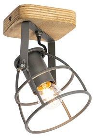 Faretto industriale grigio scuro con legno regolabile - Arthur