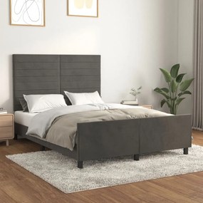 Giroletto Senza Materasso Grigio Scuro 140x200 Cm Velluto /