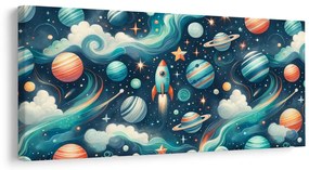Quadro su tela – Razzo e pianeti nello spazio